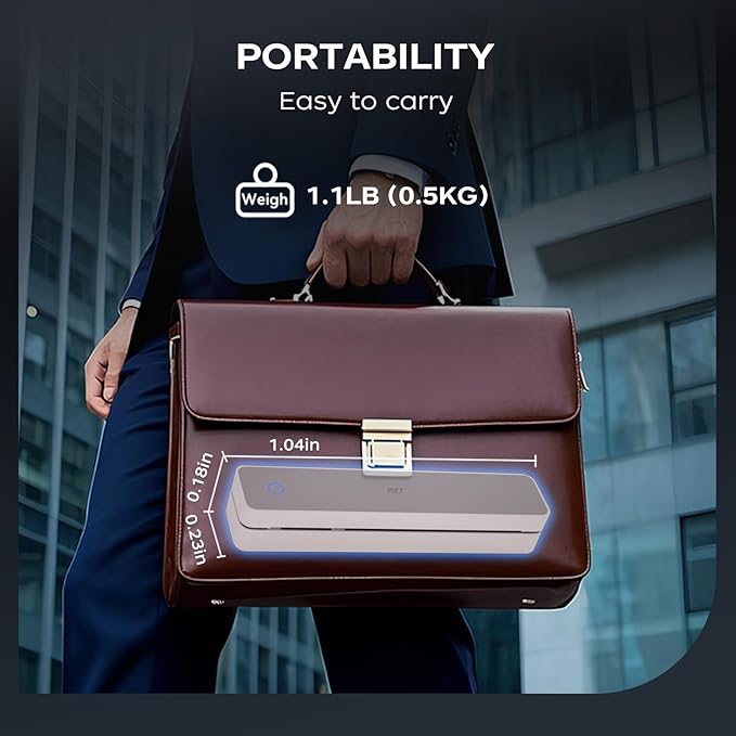 PRT Thermal Portable Printer Wireless for Travel, Inkless Bluetooth Support 8.5"x11" US Letter, A4, Compatible with iOS, Android, Laptop, Mobile Printer for Office, Vehicle, Home Use-DeskLoop Office