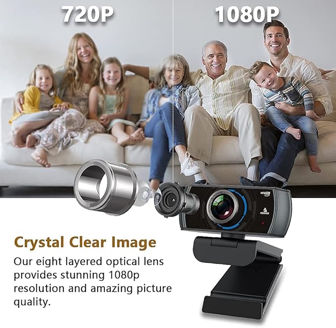 NexiGo N980P 1080P 60FPS Webcam with Microphone and Software Control, USB Computer Camera, Built-in Dual Noise Reduction Mics, 120° Wide-Angle for Zoom/Skype/FaceTime/Teams, PC Mac Laptop Desktop-DeskLoop Office