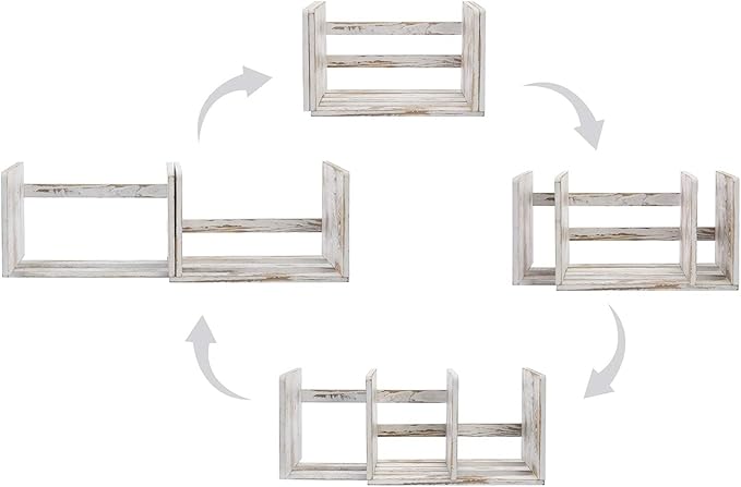 MyGift Rustic Expandable Whitewashed Wood Desktop Bookshelf/Adjustable Tabletop Book Holder Organizer Rack-DeskLoop Office