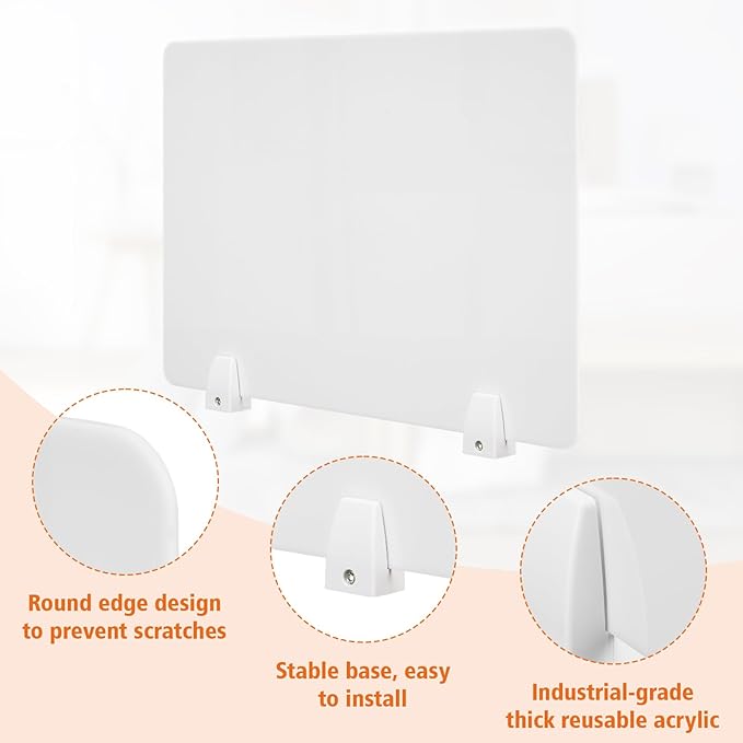 4PCS Desk Divider Office Partitions 23.6''x15.8'' Freestanding Desk Privacy Panel Protective Acrylic Partitions with Clips for Office School Call Center-Noise and Visual Guard-DeskLoop Office