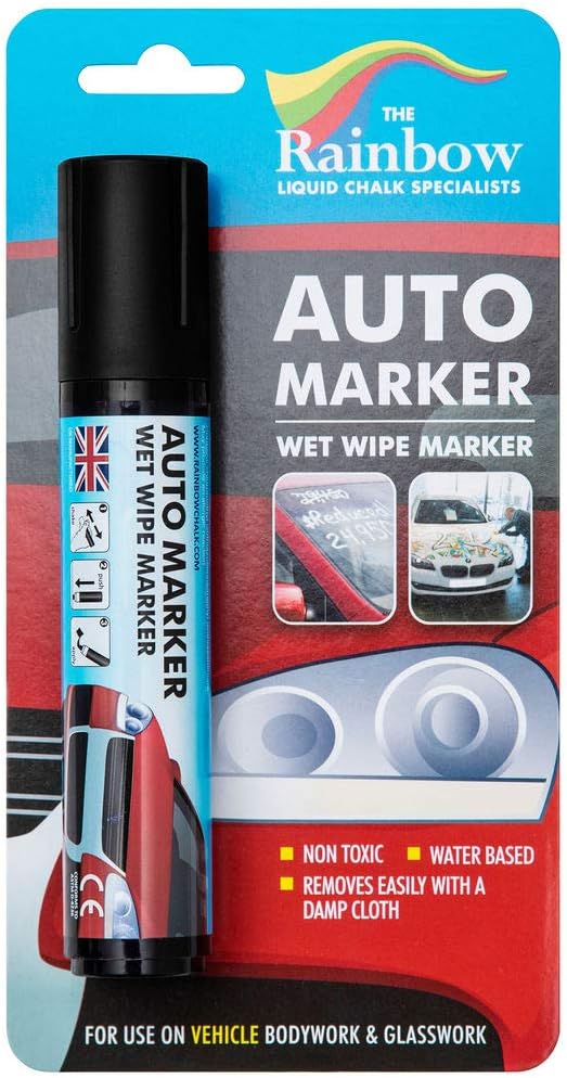 Window Markers for Glass Washable Car Window Paint Pen- Dry Erase Liquid Chalk Marker Car Decorations on All Surfaces, Tire, Windshield - Auto Marker, Autowriter, Rain Resistant (Black, Jumbo Tip)-DeskLoop Office