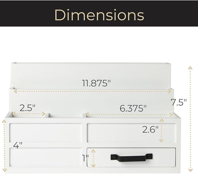 BLU MONACO | White Desktop Organizer - Image 6