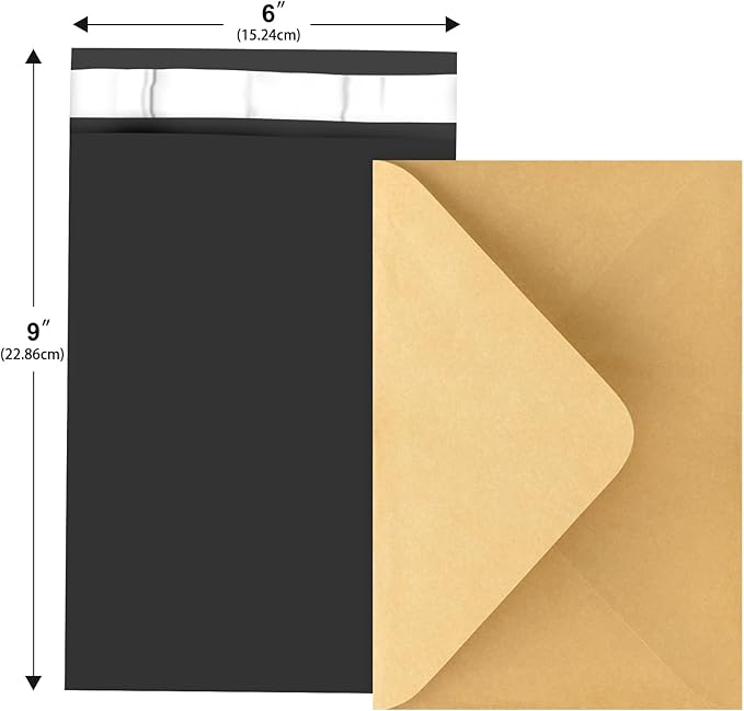 120-Piece Black Poly Mailers - 6x9 Inch Shipping Envelopes with Self-Adhesive Seal, Waterproof, and Tear-Proof Postal Bags-DeskLoop Office