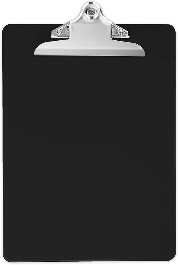 Black Plastic Clipboards (Set of 6) Multipack - 12.5x9 Inch Black Clipboard with 100 Sheets Holding Capacity Butterfly Clip | Colored Acrylic Clip Boards in Bulk | Office, Classroom, School Supplies-DeskLoop Office