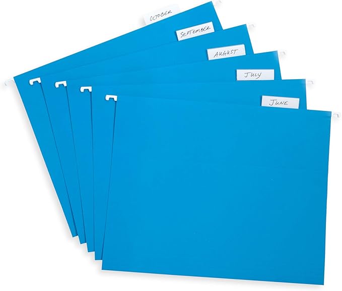 Blue Summit Supplies Hanging File Folders, 25 Reinforced Hang Folders, Designed for Home and Office Color Coded File Organization, Letter Size, Blue, 25 Pack-DeskLoop Office