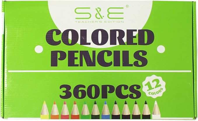 S & E TEACHER'S EDITION Colored Pencils 360Pcs,Coloring Pencils Set for Adults Kids Drawing Pencils for Sketch, Woodcase Lead,Wooden Colored, Back to school Christmas Gifts-DeskLoop Office