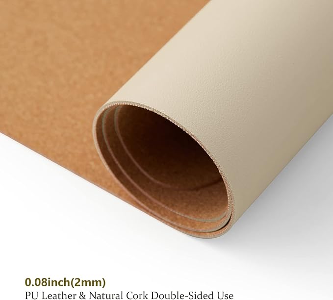 Cork Desk Mat - Dual-Sided Desk Pad for Office and Home - Desk Organization and Accessories - Ideal for Large Mouse Pad and Desk Mats on Top of Desks(Beige,27.6"x 13.8")-DeskLoop Office