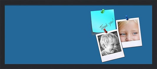 PinPix 30x12 Inch Cork Bulletin Board. This Decorative Framed Pin Board Comes with Navy Pastel Design and a Satin Black Frame. Ideal for Home Office Decor or Message Board (PinPix-1811)-DeskLoop Office