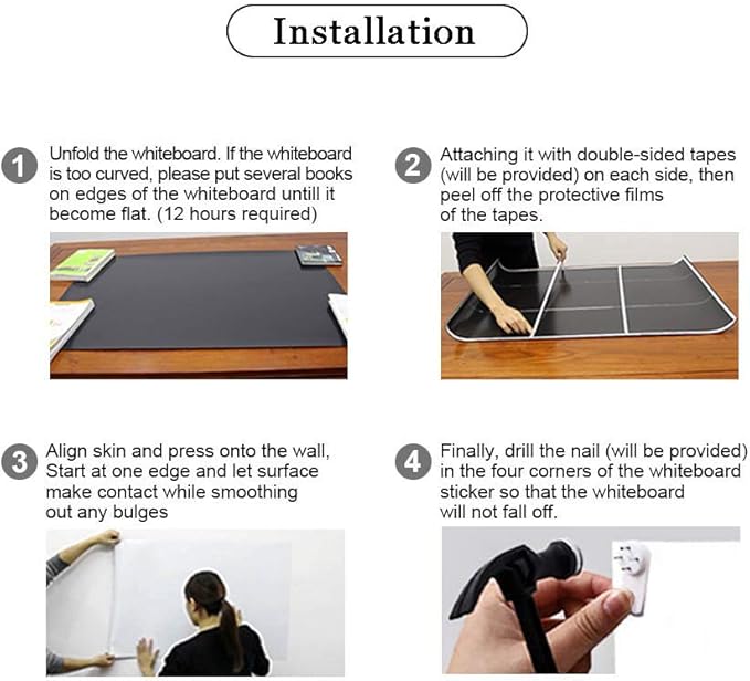 Magnetic Whiteboard Contact Paper for Wall 94 x 48 inches, Magnetic Dry Erase White Board Sticker with Non-Adhesive Backing for Office Home School-DeskLoop Office