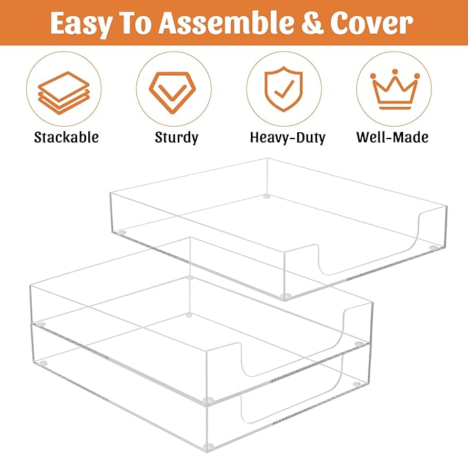 Acrylic Letter-Size Tray, Sturdy Heavy-Duty Clear Printer Paper Tray, Single-Tier Stackable File Storage Organizer for Office Home (1, Clear)-DeskLoop Office