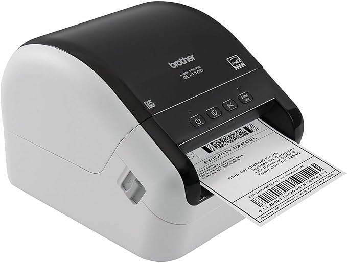 Brother QL-1100 Wide Format, Postage and Barcode Professional Thermal Monochrome Label Printer, Black-DeskLoop Office