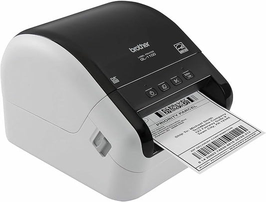 Brother QL-1100 Wide Format, Postage and Barcode Professional Thermal Monochrome Label Printer, Black-DeskLoop Office