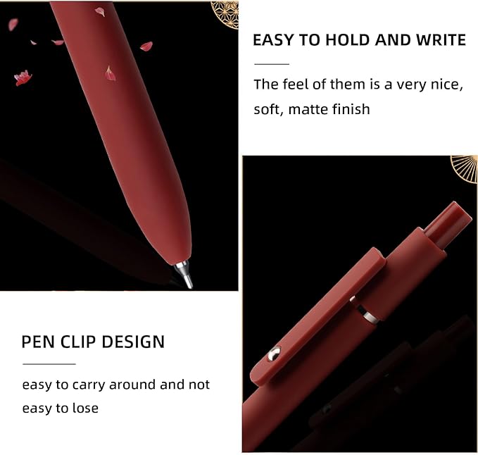 Gel Pens, 5 Pcs 0.5mm Fine Point Smooth Writing Pens Cute Pens, High-End Series Black Ink Pens for Journaling Note Taking, School Office Supplies for Women Men (5 Pcs Vintage)-DeskLoop Office