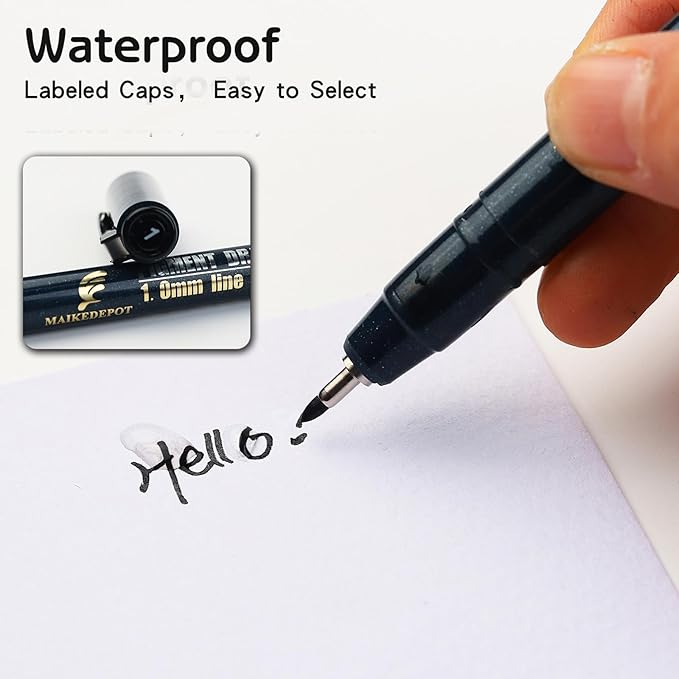 Micro Fineliner Drawing Art Pens Calligraphy Pens for Artist Drawing Supplies, 16 Set Waterproof Black Ink Pens for Sketching,Technical Drawing-DeskLoop Office