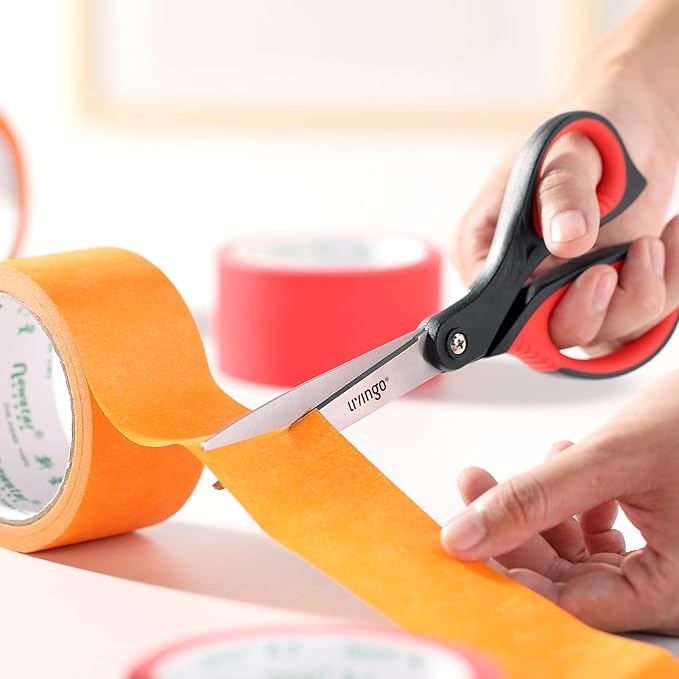 LIVINGO 8.5” Scissors All Purpose - Ultra Sharp Multipurpose 3 Pack Heavy duty Shears for Office, Home, School Sewing and Crafting Cutting Fabric, Paper, Red Comfort Grip-DeskLoop Office