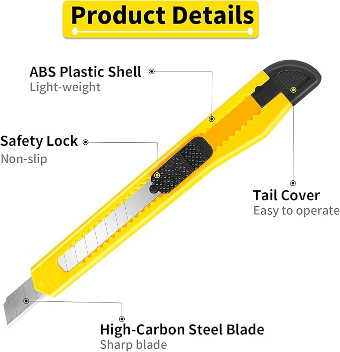 DIYSELF Knife 48 Pack Box Cutters Retractable Heavy Duty, Razor Knife - Image 6