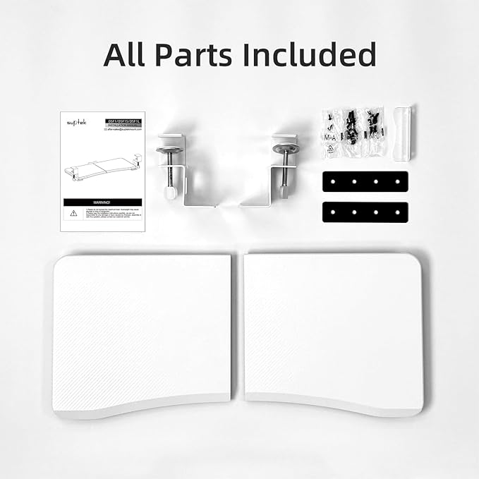 suptek Keyboard Tray Under Desk Pull Out with C Clamp Mount, Computer Keyboard & Mouse Tray, 25.6 (30 Including Clamps) x 11.8 inch Slide-Out Platform Computer Drawer for Typing, Carbon White, DSF1DJW-DeskLoop Office