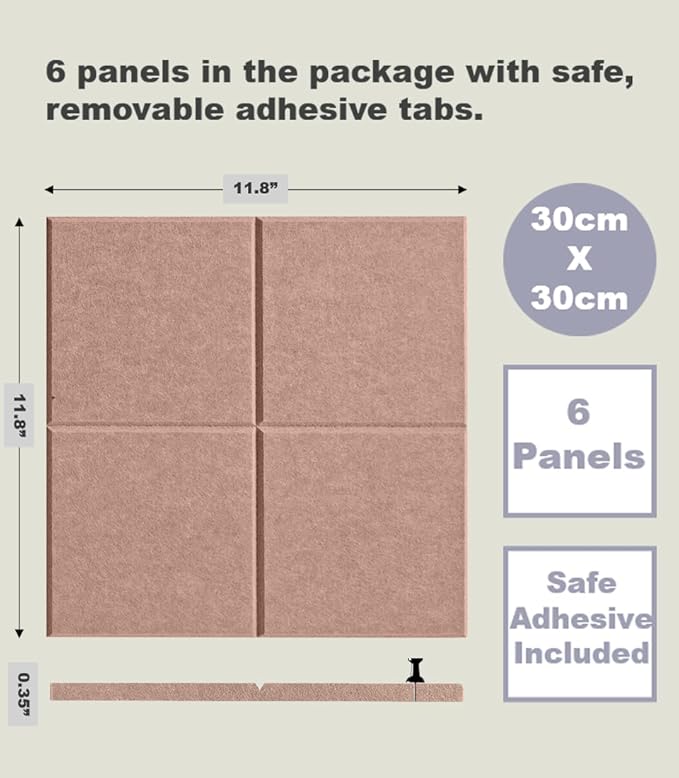 Cork Board 24 x36 Alternative - 6 Pack Felt Wall Tiles with Safe Removable Adhesive Tabs, Cork Boards for Walls Cork Board for Home Office Pin Board Tack Board - Terracotta-DeskLoop Office