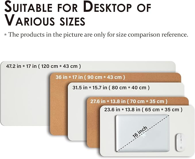 Cork Desk Mat - Dual-Sided Desk Pad for Office and Home - Desk Organization and Accessories - Ideal for Large Mouse Pad and Desk Mats on Top of Desks(White,90cmx 43cm)-DeskLoop Office