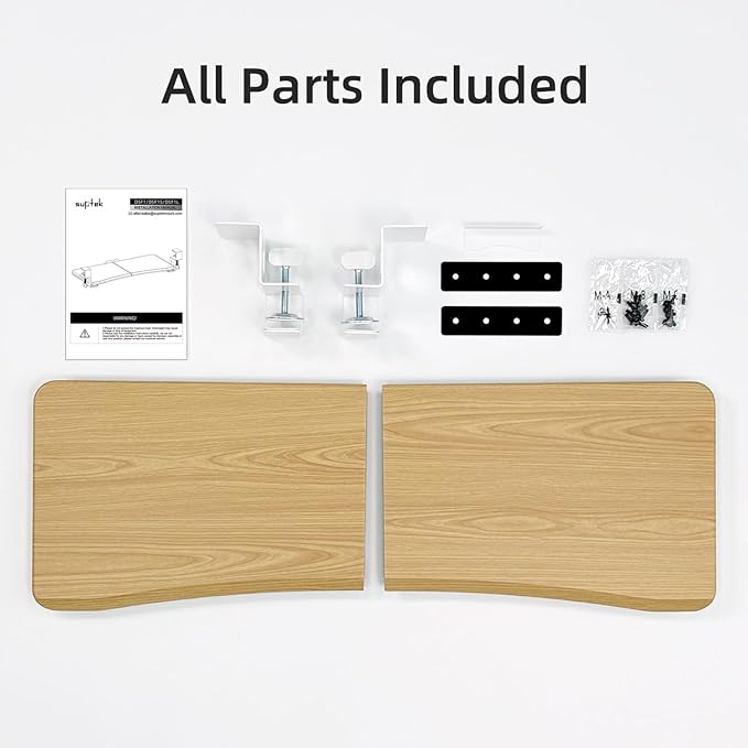suptek Large Keyboard Tray Under Desk Pull Out with C Clamp Mount, Keyboard & Mouse Tray, 34 (38 Including Clamps) x 11.8 inch Slide-Out Platform Computer Drawer for Typing, Light Wood, DSF1LQM-DeskLoop Office