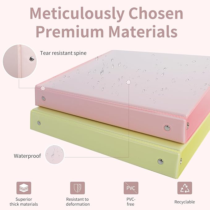 1" 3-Ring Binder, 1-inch Pastel Color Binders with 2 Inside Pockets, Clear View Cover Binder Holds 8.5'' x 11''Paper, Round Ring Binders for Office/Home/School, 6 Pack (Assorted 6 Colors)-DeskLoop Office
