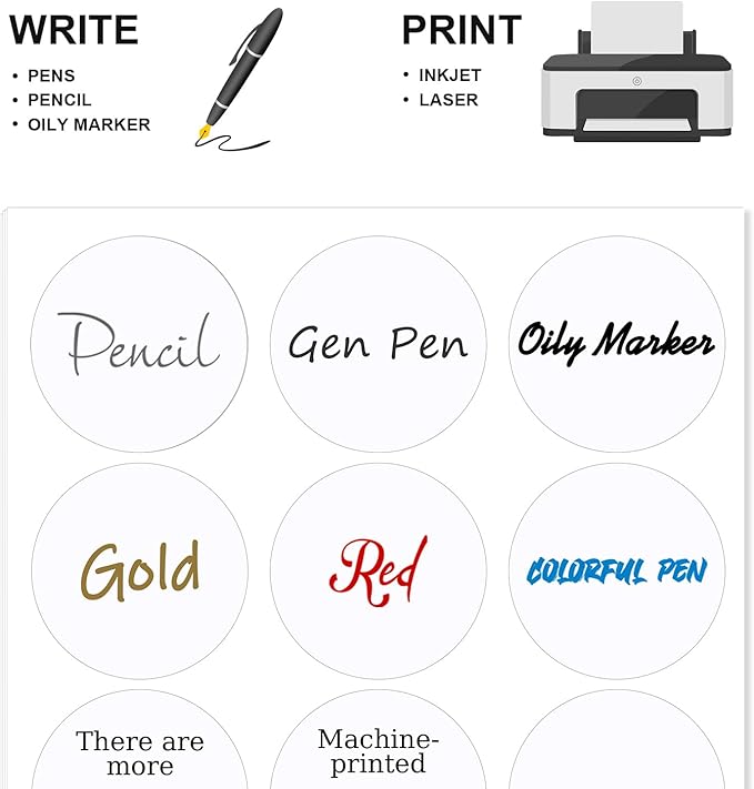 Methdic 2.5" Diameter High Visibility Printable Round Labels,Matte White,360 Customizable Blank Stickers-DeskLoop Office