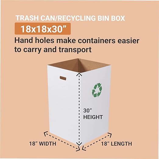AVIDITI Cardboard Trash Cans and Recycling Bins, 40 Gallon 18"L x 18"W x 30"H (10-Pack) Reusable or Disposable Pop Up Garbage Boxes for Parties, Outdoor Events, Heavy Duty, Recycle-DeskLoop Office