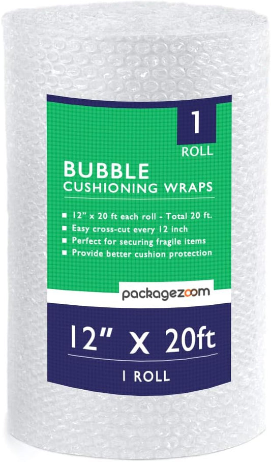 12 inch x 20 ft Bubble Cushioning Wrap, Perforated Every 12" Protective Packing Moving & Shipping Supplies for Boxes & Fragile Items-DeskLoop Office