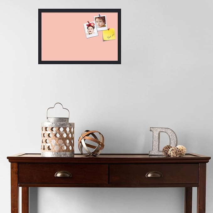 PinPix 22x14 Inch Cork Bulletin Board. This Decorative Framed Pin Board Comes with Pink Pastel Design and a Satin Black Frame. Ideal for Home Office Decor or Message Board (PinPix-1813)-DeskLoop Office