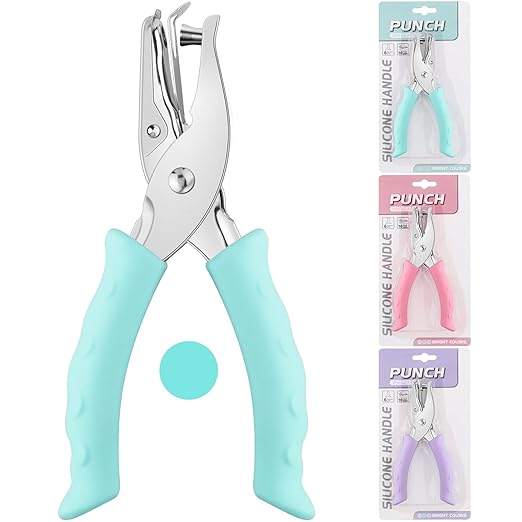 NEBURORA Hole Punch, Blue Single Hole Puncher Metal with Soft-Handled for DIY Craft Tags Clothing Ticket Scrapbook Tool, 3 Colors Options-DeskLoop Office