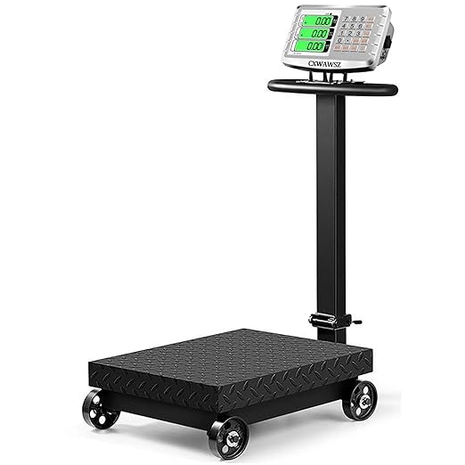 660lb Industrial Platform Scale with Wheels Computing Floor Digital Scale with Accurate LB/KG Price Calculator High Definition Displa Foldable for Weighing Luggage Package Shipping Mailing-DeskLoop Office