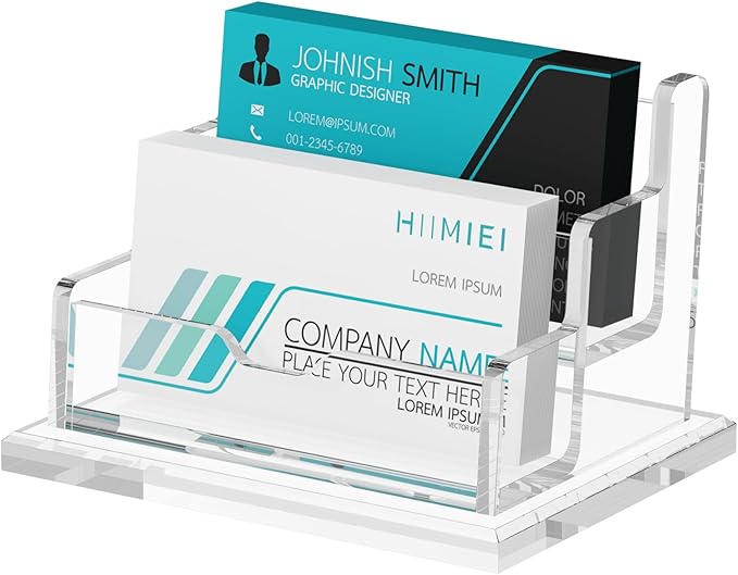 HIIMIEI Acrylic Business Card Display, Multiple Card Holder for Office, Home, Restaurant - 2 Slot, 2 Tier-DeskLoop Office