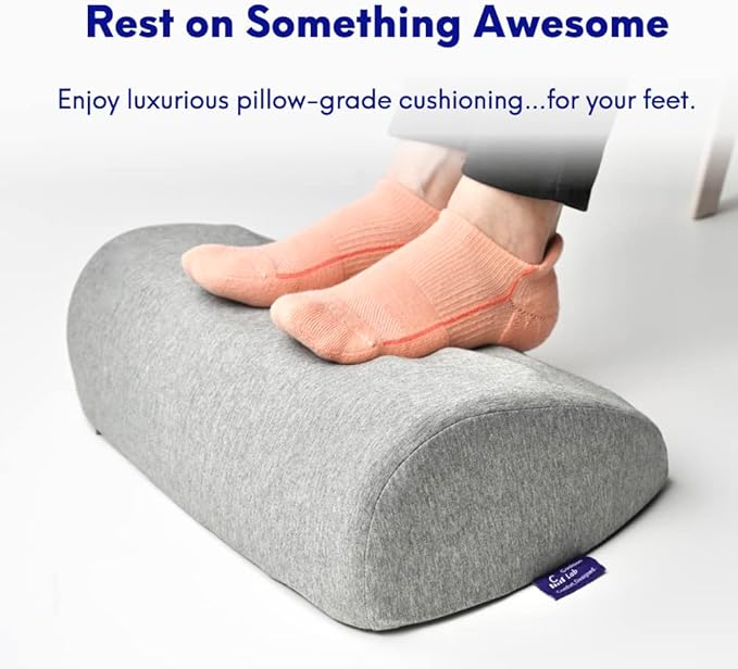 C CUSHION LAB Ergonomic Foot Rest for Under Desk - Patented Massage Ridge Design Memory Foam Foot Stool Pillow for Work, Home, Gaming, Computer, Office Chair - Footrest for Back & Hip Pain Relief-DeskLoop Office