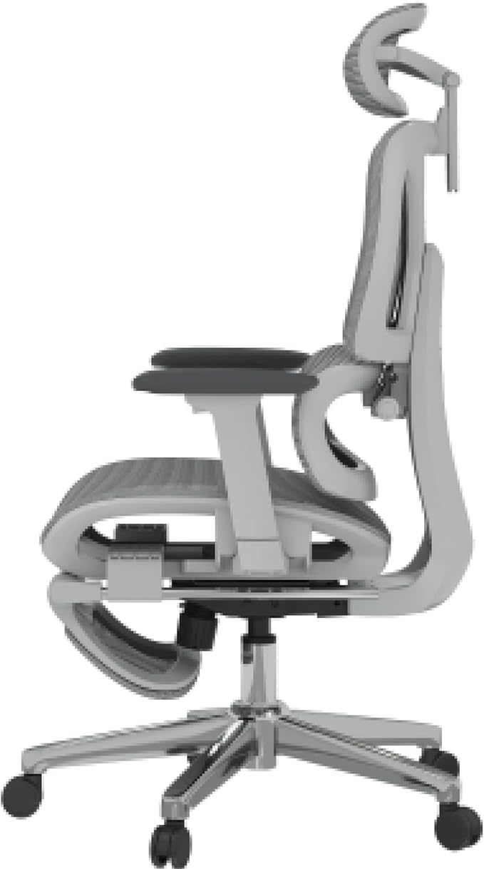 FLEXISPOT ErgoX Premium Ergonomic Office Chair with Footrest- Adjustable 3D Armrests, Dynamic Lumbar Support, Recline & Tilt Function, Mesh Seat, for Home & Office Use,Light Grey-DeskLoop Office