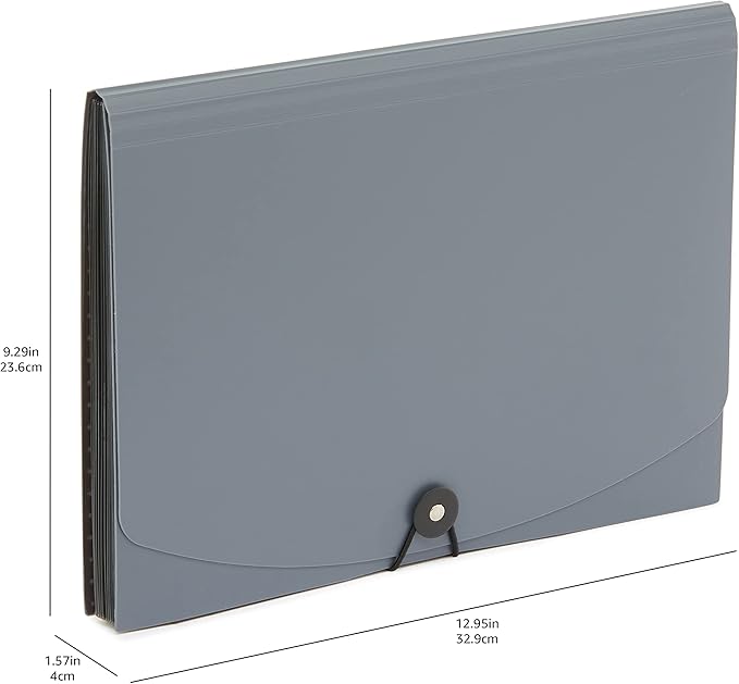 Amazon Basics Expanding Organizer File Folder, Letter Size - Black & Gray, 2-Pack-DeskLoop Office