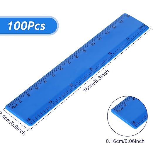 Zonon 100 Pcs 6 Inch Rulers Bulk Plastic Flexible Small Straight Rulers with Inches and Centimeters First Day of School Gift for Students Back to School Office Supplies(Bright Color, Opaque)-DeskLoop Office