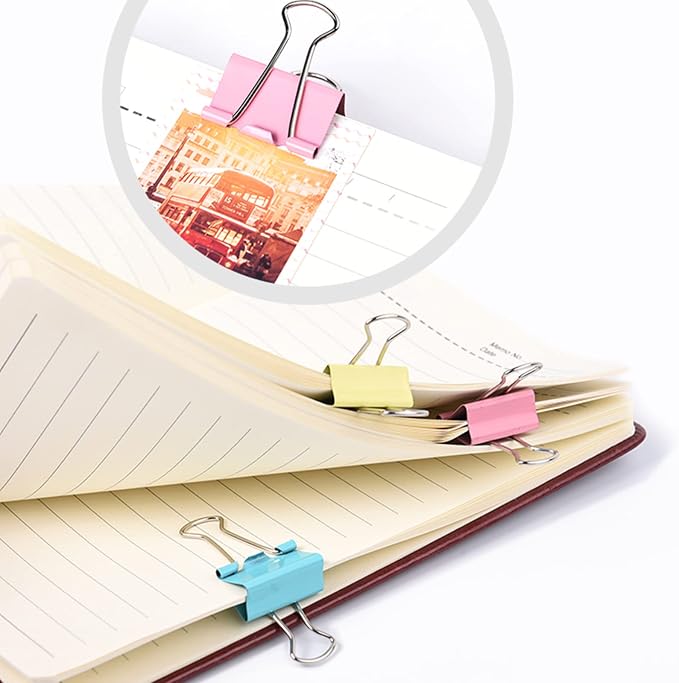 OWLKELA 100 Pcs Colored Binder Clips, Paper Clamps, Paper Binder Clip, Metal - Image 7