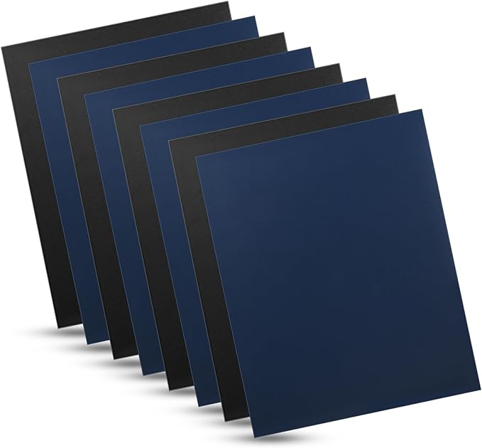 100 Pack Binding Covers Set, 8.5x11 Inches, Including 50 Pcs 12 Mil Navy Color Plastic Binding Covers, 50 Pcs 12 Mil, Black Color Plastic Binding Covers, Sand Textured-DeskLoop Office