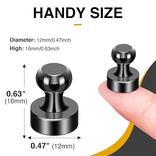 MIKEDE Whiteboard Magnets, 60Pcs Fridge Magnets Small Magnetic Push Pins Strong Magnets for Whiteboard, Black Neodymium Refrigerator Magnets Perfect for School, Classroom,Kitchen and Map Magnets-DeskLoop Office