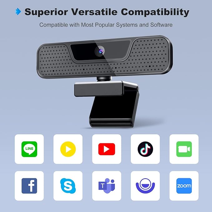 4K Auto Focus Webcam for PC, 4 AI Noise-Canceling Mics UHD Web cam, Auto Light Correction, 85°FOV Computer Web Camera, USB C Plug&Play Webcam with Tripod & Privacy Cover Works w/Zoom/Skype/Google-DeskLoop Office