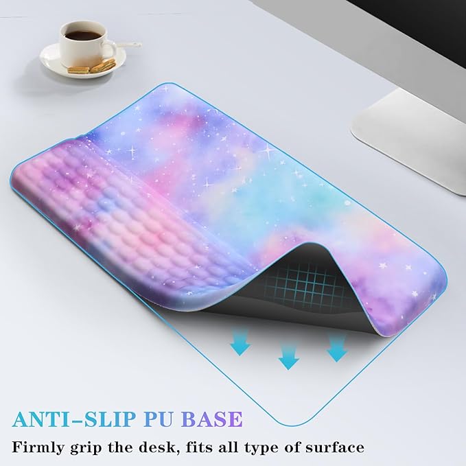Computer Keyboard Stand with Wrist Rest, Ergonomic Tilted Keyboard Holder - Keyboard Riser with Wrist Pad - Keyboard Tray Support for Office Home -Colorful Stars-DeskLoop Office