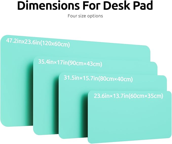 YSAGi Leather Desk Protector, Office Mat, Large Mouse Mat, Non-Slip PU Leather Blotter, Laptop Desk, Waterproof Writing Pad for Office and Home (Calamine Blue, 23.6" x 13.8")