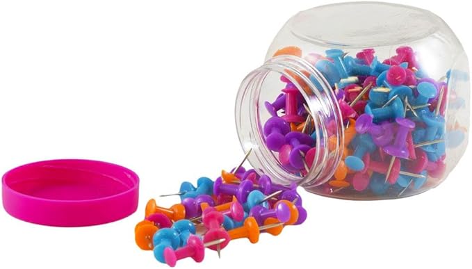 JAM PAPER Colorful Push Pins - Assorted Color Pushpin Jar - 2 Packs of 150-DeskLoop Office