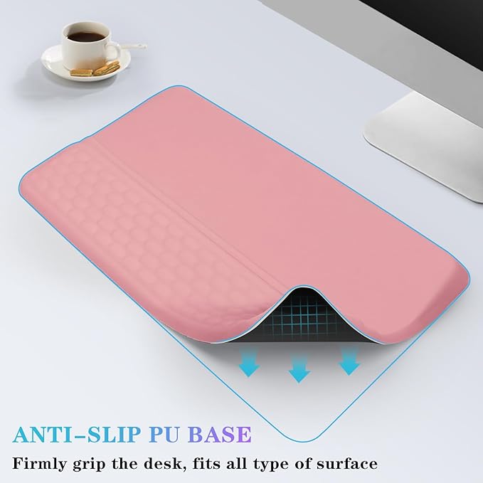 Computer Keyboard Stand with Wrist Rest, Ergonomic Tilted Keyboard Holder - Keyboard Riser with Wrist Pad - Keyboard Tray Support for Office Home - Pink-DeskLoop Office