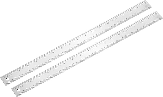 PATIKIL 18 Inch Stainless Steel Ruler Straight Edge Ruler, 2 Pcs Cork Backing Non-Slip Metal Ruler with Inches Centimeter Metric Measuring Tools for Office-DeskLoop Office