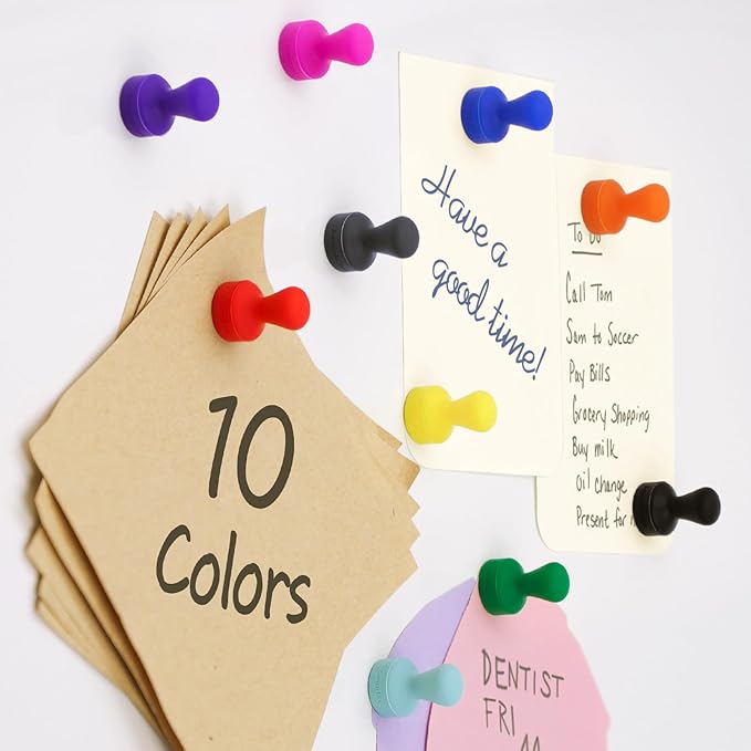 SMART&COOL Silicone Anti Scratch Push Pin Refrigerator Magnets, Thumbtack Magnets for Fridge, Dry Erase Board, Whiteboard, Office, Classroom, School (40 Pack, Multi)-DeskLoop Office
