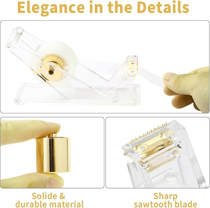 Gold Desk Accessories, Office Supplies Set with Acrylic Stapler, Tape Dispenser, Staple Remover, Pen Holder, Scissor, Binder Paper Clips, 1 Ballpoint Pen, 1 Clear Tape and 1000pcs Staples-DeskLoop Office