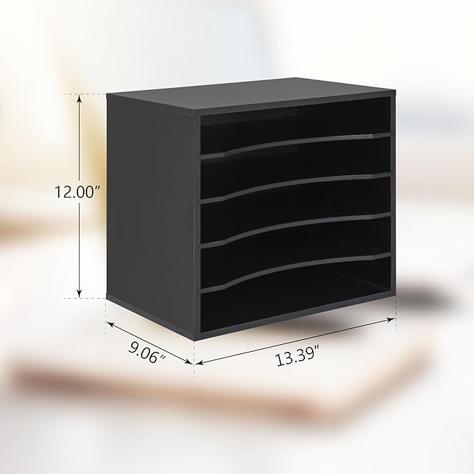 Paper Organzier Wood Desktop Organizer Storage Letter Tray File Sorter with Adjustable Shelves for Home Office-DeskLoop Office
