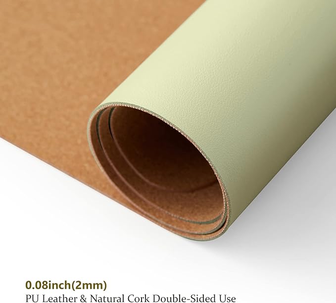 Cork Desk Mat - Dual-Sided Desk Pad for Office and Home - Desk Organization and Accessories - Ideal for Large Mouse Pad and Desk Mats on Top of Desks(Light Green,80cmx 40cm)-DeskLoop Office