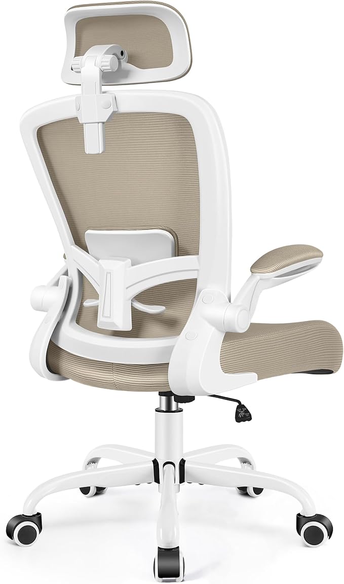 FelixKing Ergonomic Office Chair, Headrest Desk Chair Office Chair with Adjustable Lumbar Support, Home Office Swivel Task Chair with High Back and Armrest, Adjustable Height Gaming Chair(Khaki)-DeskLoop Office